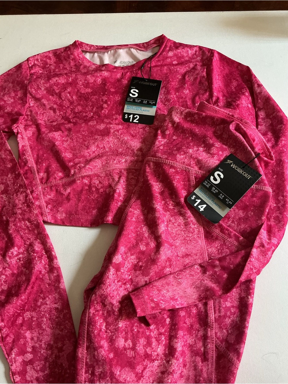 Workout Women's Long Sleeve Crop Top & Legging Set - Pink by primark